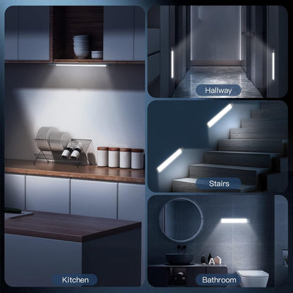 Under Cabinet Lights, 40 LED Rechargeable Battery Operated Motion Sensor Light Indoor, 2 Pack Magnetic Dimmable Closet Lights, Wireless Under Counter Lights for Kitchen, Stairs