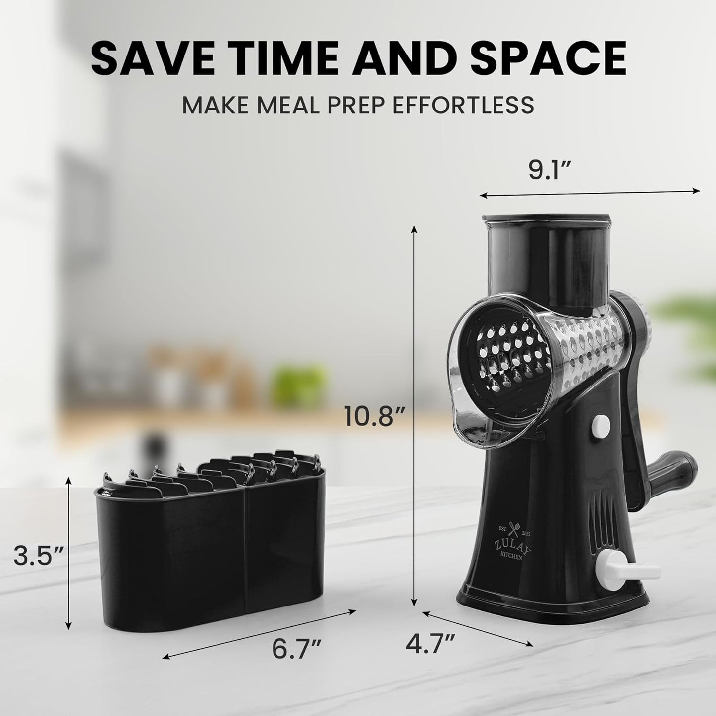 Kitchen Rotary Cheese Grater 5 Blade Cheese Shredder Manual Hand Crank Cheese Grater With Reinforced Suction & 5 Interchangeable Drums - Easy to Use, Vegetable Chopper Round Slicer