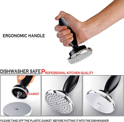 Reversible Meat Tenderizer and Pounder Dual Sided Meat Tenderizer Marinating Prep Tool, Mysterious Black