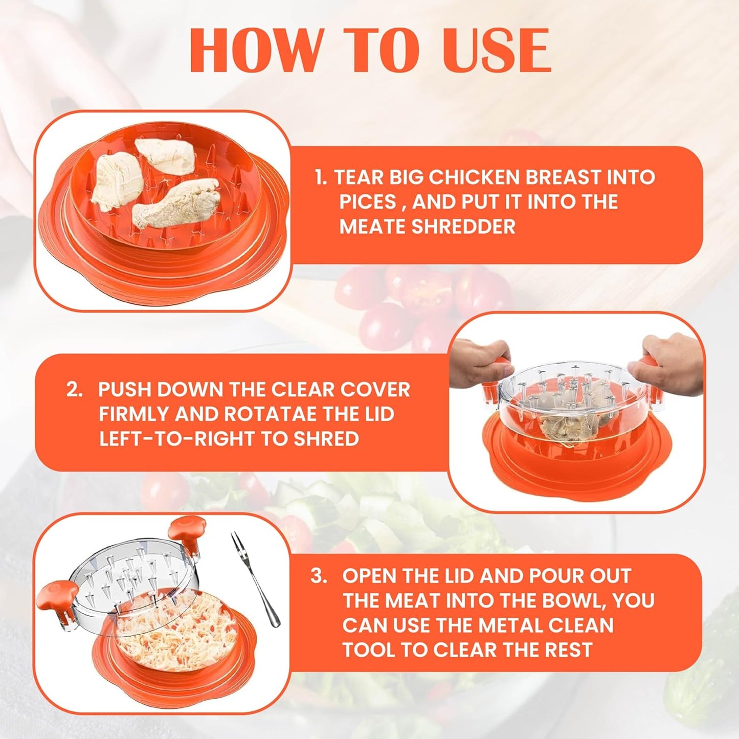 Chicken Shredder Tool Twist Large – Manual Meat Shredder for Chicken, Pork & Beef, BPA-Free, Chicken Breast Shredder & Food Shredder for Kitchen, Anti-Slip Ergonomic Handle, Dishwasher-Safe –10 Inch