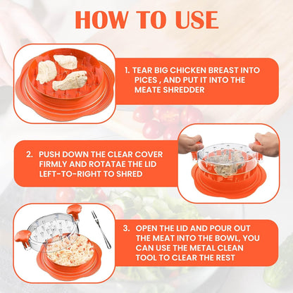 Chicken Shredder Tool Twist Large – Manual Meat Shredder for Chicken, Pork & Beef, BPA-Free, Chicken Breast Shredder & Food Shredder for Kitchen, Anti-Slip Ergonomic Handle, Dishwasher-Safe –10 Inch