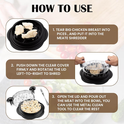 Chicken Shredder Tool Twist Large – Manual Meat Shredder for Chicken, Pork & Beef, BPA-Free, Chicken Breast Shredder & Food Shredder for Kitchen, Anti-Slip Ergonomic Handle, Dishwasher-Safe –10 Inch