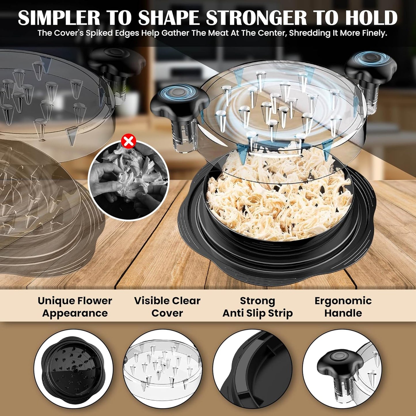 Chicken Shredder Tool Twist Large – Manual Meat Shredder for Chicken, Pork & Beef, BPA-Free, Chicken Breast Shredder & Food Shredder for Kitchen, Anti-Slip Ergonomic Handle, Dishwasher-Safe –10 Inch