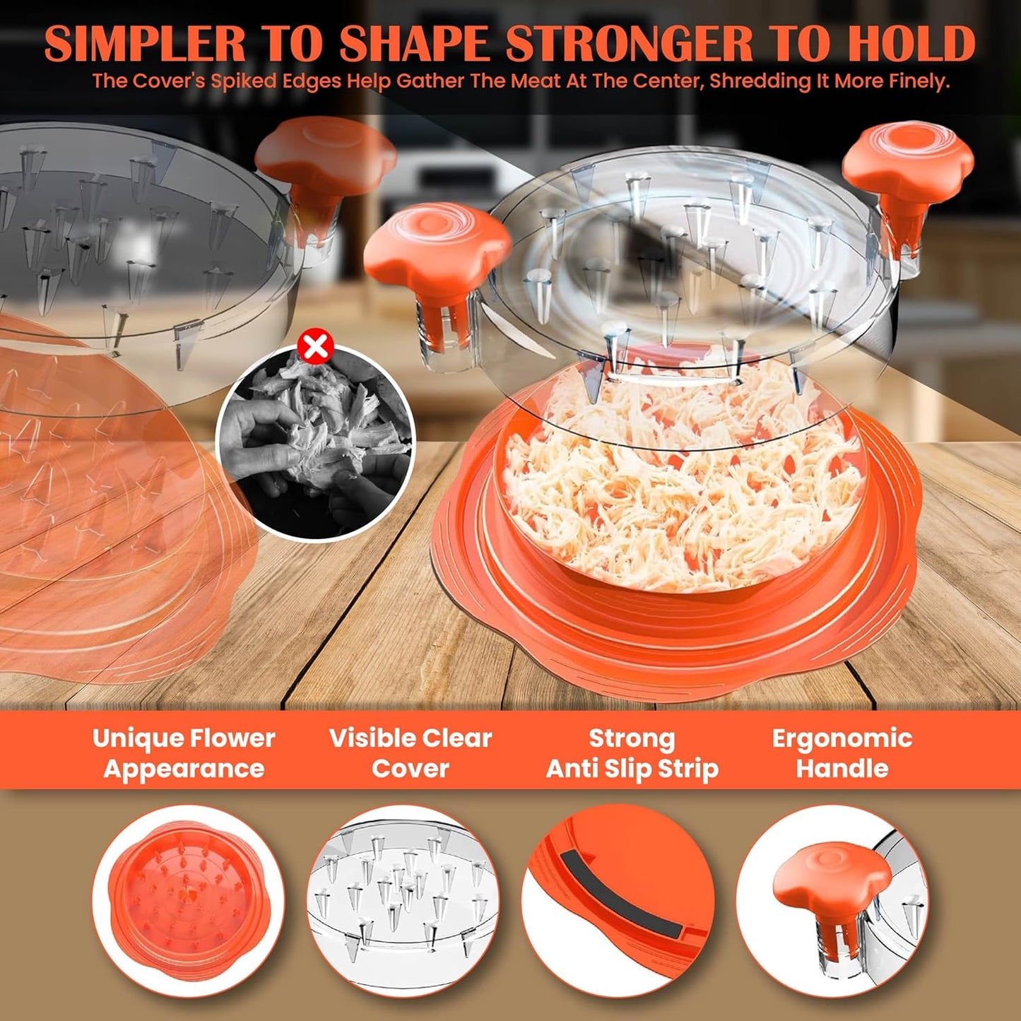 Chicken Shredder Tool Twist Large – Manual Meat Shredder for Chicken, Pork & Beef, BPA-Free, Chicken Breast Shredder & Food Shredder for Kitchen, Anti-Slip Ergonomic Handle, Dishwasher-Safe –10 Inch