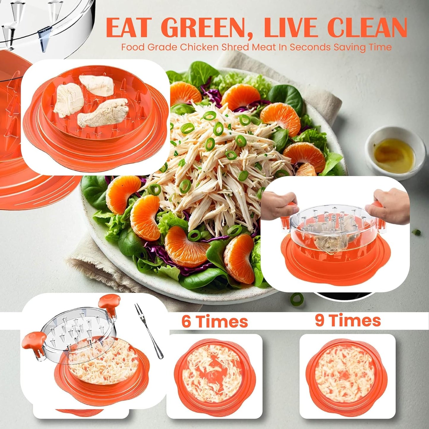Chicken Shredder Tool Twist Large – Manual Meat Shredder for Chicken, Pork & Beef, BPA-Free, Chicken Breast Shredder & Food Shredder for Kitchen, Anti-Slip Ergonomic Handle, Dishwasher-Safe –10 Inch