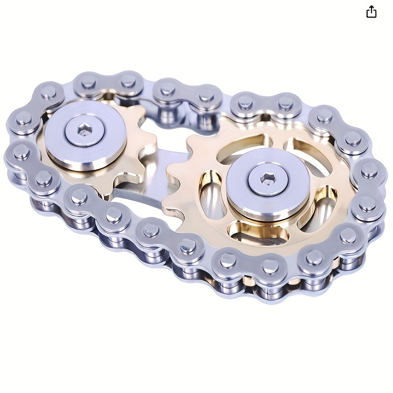 Finger Game With Rotating Gears Designed To Relieve Stress, Made Of Durable Stainless Steel With Smooth Bearings.