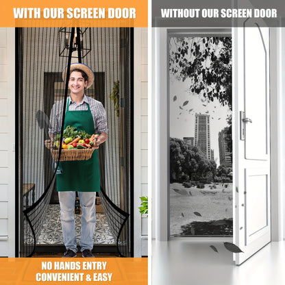 Magnetic Screen Door - Self Sealing, Heavy Duty, Hands Free Mesh Partition Keeps Bugs Out