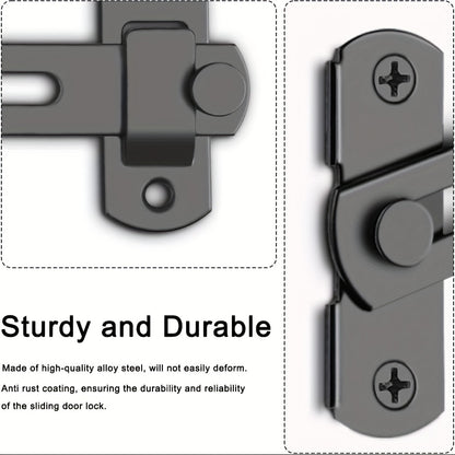 Set of 2 Stainless Steel Barn Door Locks - 180 Degree Flip And Slide Design, Durable for Pet Doors, Garages, Bathrooms, Windows, Outdoor Use, No Electricity Required, Commercial Grade, Home Security/ Security Enhancement, Suitable for Various Door Typ